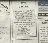 I4516 - Cynthia Maw obit