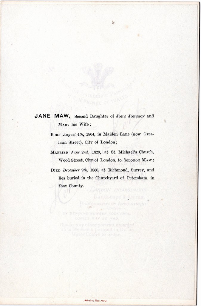 I4463 - Jane Maw info printed on back of photo