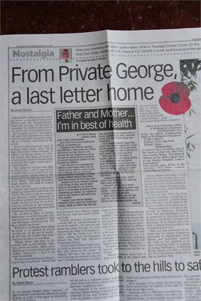 I6431 - Private George William Mawe - last letter